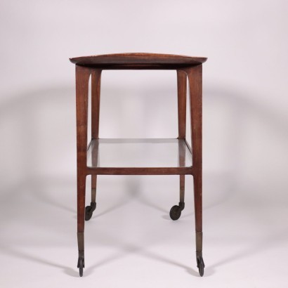 Service Cart Glass Stained Beech Wood Italy 1950s
