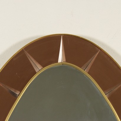 Cristal Art Mirror Wood Glass Brass Mirrored Glass Italy 1950s