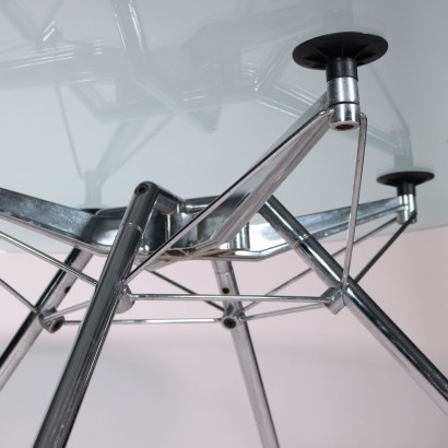 Norman Foster Table Chromed Metal Glass 1990s