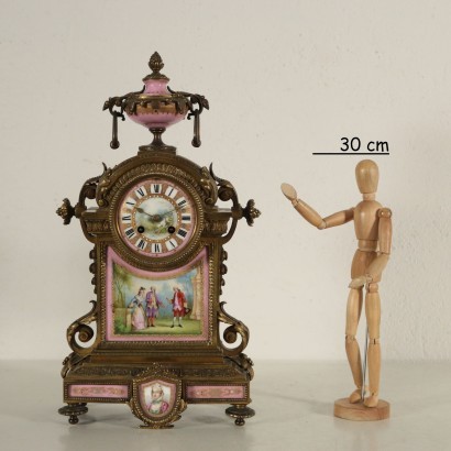 Table Clock Gilded Bronze Porcelain France 19th Century