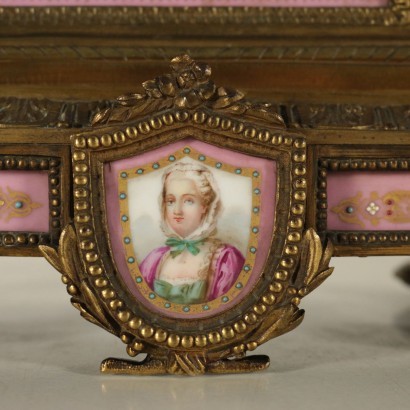 Table Clock Gilded Bronze Porcelain France 19th Century