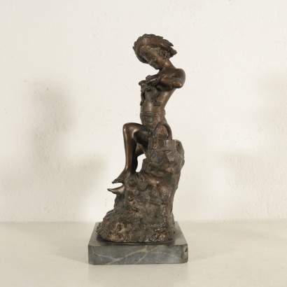 Young Fisherman with Octopus Bronze Italy 20th Century G. De Martino