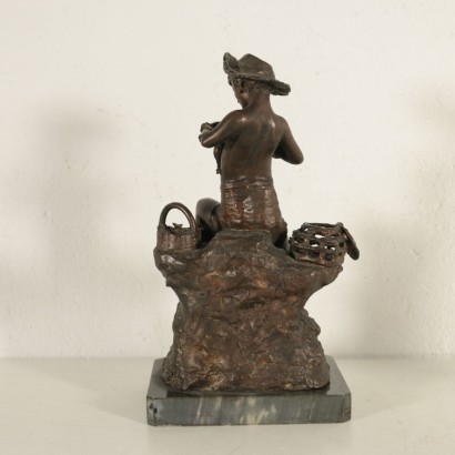 Young Fisherman with Octopus Bronze Italy 20th Century G. De Martino