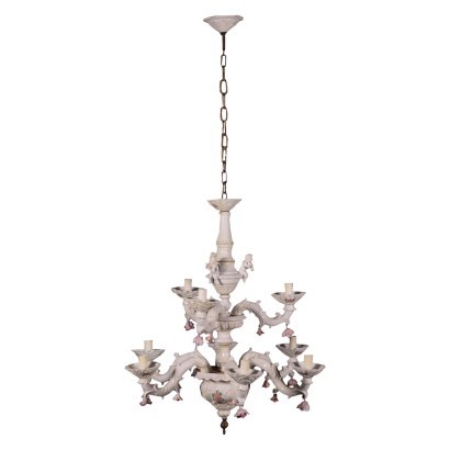 Capodimonte Chandelier Ceramic Italy 20th Century