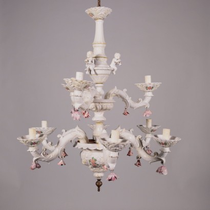 Capodimonte Chandelier Ceramic Italy 20th Century