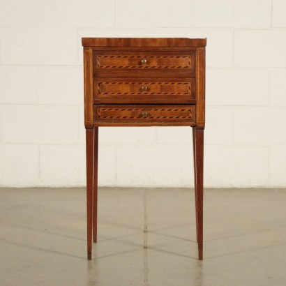 Neo-Classical Bedside Table Maple Cherry Marble France Late 1800