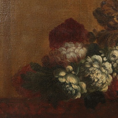 Large Still Life With Vase And Flowers Oil On Canvas 18th Century