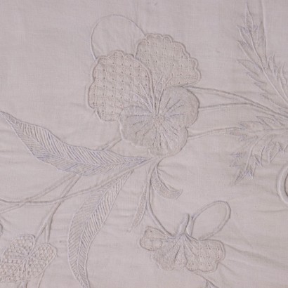 Flax Queen Bed Cover with Rich Embroidery