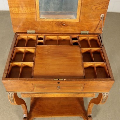 Small Bourbon Restoration Table Walnut Bronze Brass Italy 19th Century