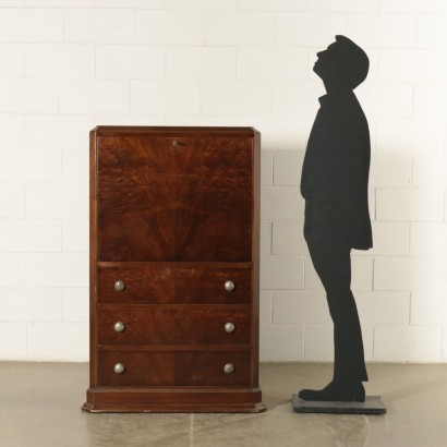 Secretaire with Safety Box Mahogany Metal Italy 20th Century