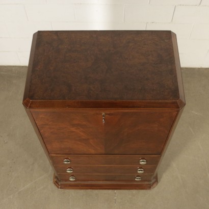 Secretaire with Safety Box Mahogany Metal Italy 20th Century