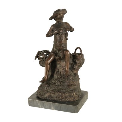 Young Fisherman with Octopus Bronze Italy 20th Century G. De Martino