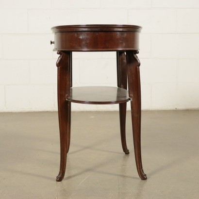 Pair of Revival Bedside Tables Mahogany Veneer Italy 20th Century