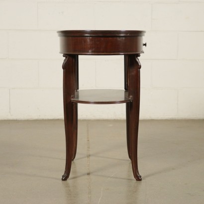 Pair of Revival Bedside Tables Mahogany Veneer Italy 20th Century