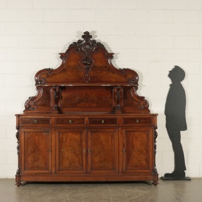 Mahogany Cupboard with Plates Rack Italy 19th Century