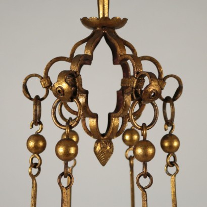 6 Lights Chandelier Wrought Iron Italy 20th Century