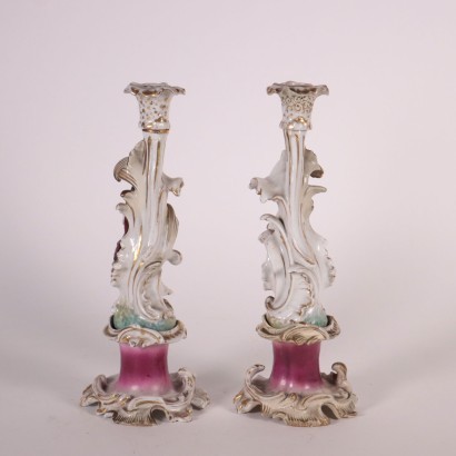 Pair of Candlesticks Porcelain Paris France 19th Century