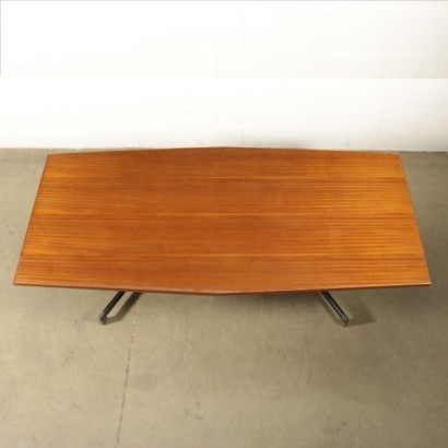 Table Ignazio Gardella Mahogany Veneer Glass Italy 1960s