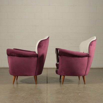 Pair Of Armchairs Foam Spring Velvet Italy 1950s