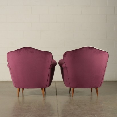 Pair Of Armchairs Foam Spring Velvet Italy 1950s