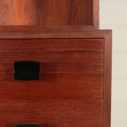 Chest of Drawers Teak Veneer Brass Metal Italy 1960s