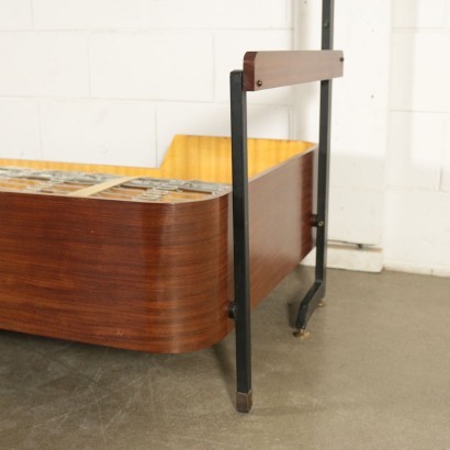 Foldaway Bed Franco Campo Formica Mahogany Veneer Metal Italy 1960s