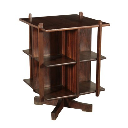 Turning Bookcase Veneered Wood Italy 1960s