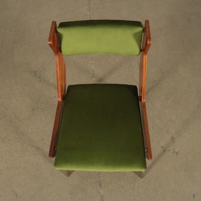 Group Of Six Chairs Solid Mahogany Brass Velvet Foam Italy 50s 60s