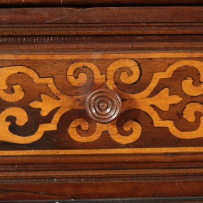 Revival Inlaid Drop-Leaf Secretaire Walnut Marple Italy 20th Century