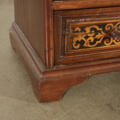 Revival Inlaid Drop-Leaf Secretaire Walnut Marple Italy 20th Century