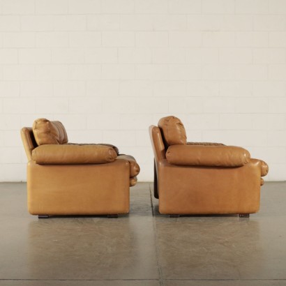 Pair Of Armchairs Tobia Scarpa Foam Leather 1960s 1970s