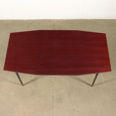 Table Mahogany Veneer Metal Brass Italy 1960s Italian Production