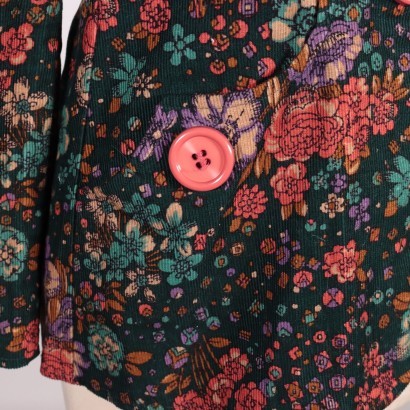 Vintage Blazer with Flowers Cotton 1980s