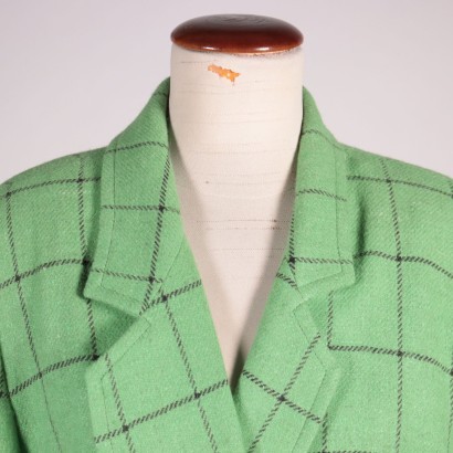 Vintege Green Wool Midseason Coat Italy 1980s-1990s