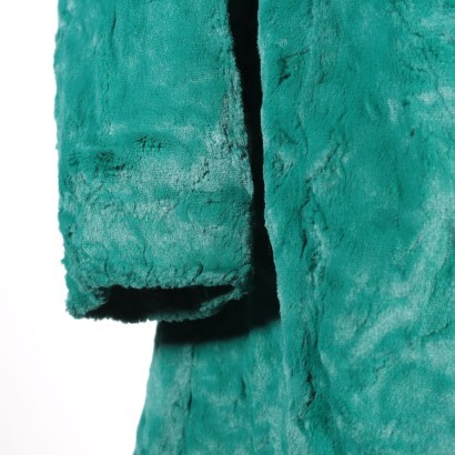 Vintage Emerald Green Faux Fur Coat Italy 1970s