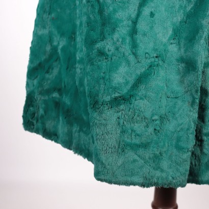 Vintage Emerald Green Faux Fur Coat Italy 1970s