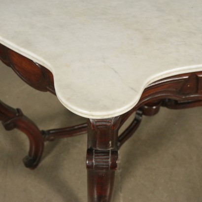 Umbertine Console Walnut White Marble Italy 19th Century