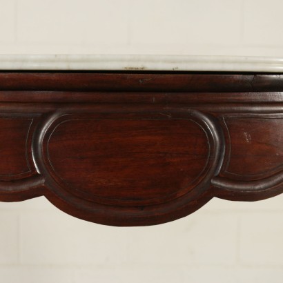 Umbertine Console Walnut White Marble Italy 19th Century