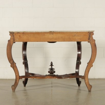 Umbertine Console Walnut White Marble Italy 19th Century