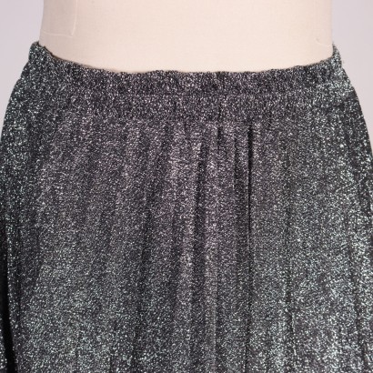 Vintage Long Silver Skirt Viscosa Italy 1980s-1990s