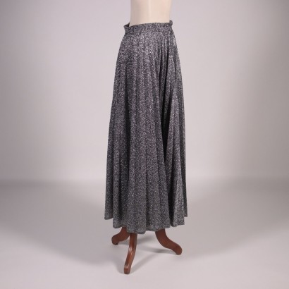 Vintage Long Silver Skirt Viscosa Italy 1980s-1990s