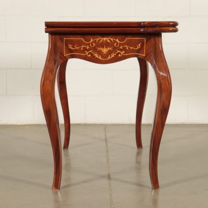 Revival Inlaid Game Table Mahogany Walnut Marple Italy 20th Century