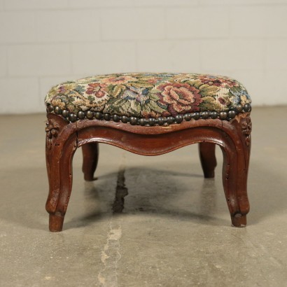 Pair of Barocchetto Footrests Walnut Padded Italy 18th Century