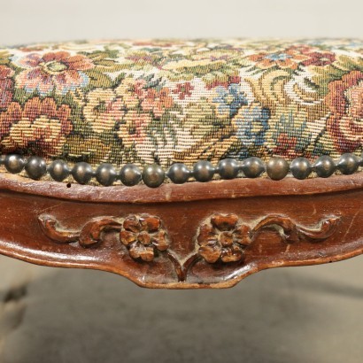 Pair of Barocchetto Footrests Walnut Padded Italy 18th Century