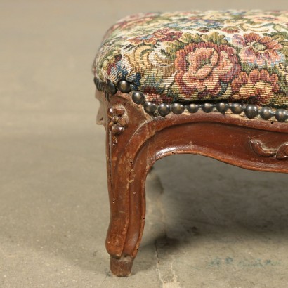 Pair of Barocchetto Footrests Walnut Padded Italy 18th Century