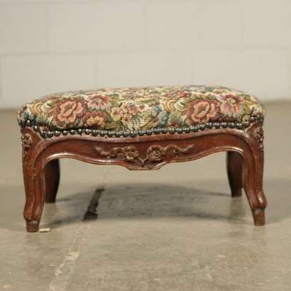 Pair of Barocchetto Footrests Walnut Padded Italy 18th Century