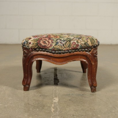 Pair of Barocchetto Footrests Walnut Padded Italy 18th Century