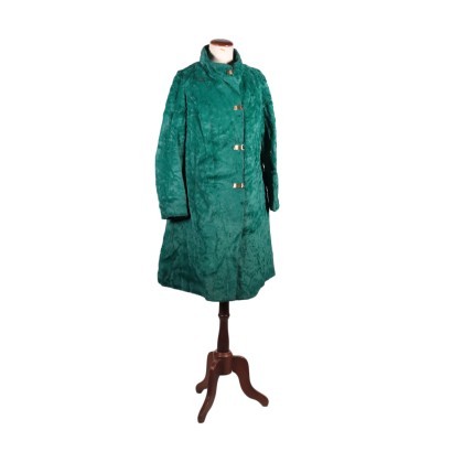 Vintage Emerald Green Faux Fur Coat Italy 1970s