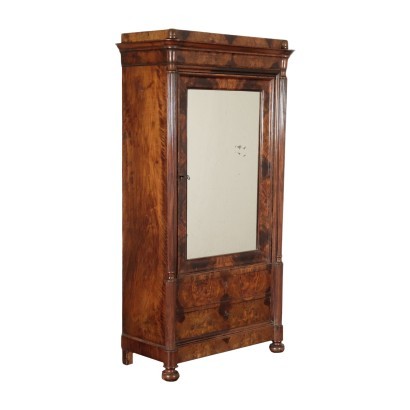 Louis Philippe Wardrobe Walnut Burl Veneer Italy 19th Century