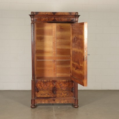 Louis Philippe Wardrobe Walnut Burl Veneer Italy 19th Century